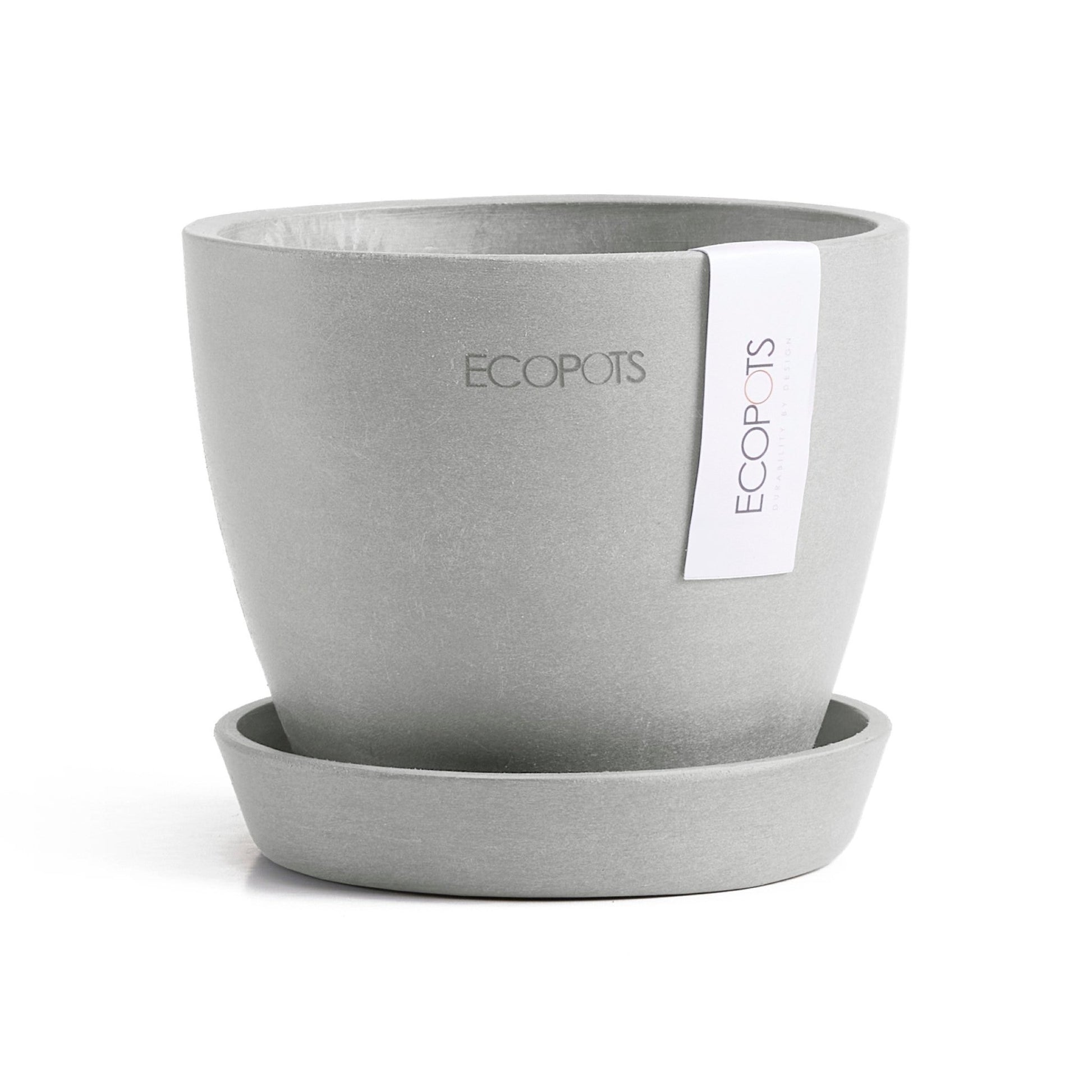 Kukkaruukku - Ecopots - Kukkaruukku Antwerpen 11cm valkoharmaa - Ecopots - Uuden aikakauden kukkaruukku kierrätysmateriaalista