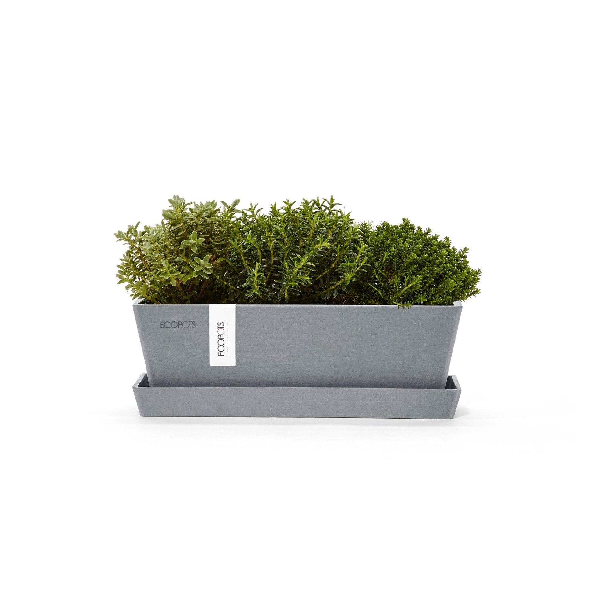 Kukkaruukku - Ecopots - Kukkaruukku Bruge 25cm + aluslautanen siniharmaa - Ecopots - Uuden aikakauden kukkaruukku kierrätysmateriaalista