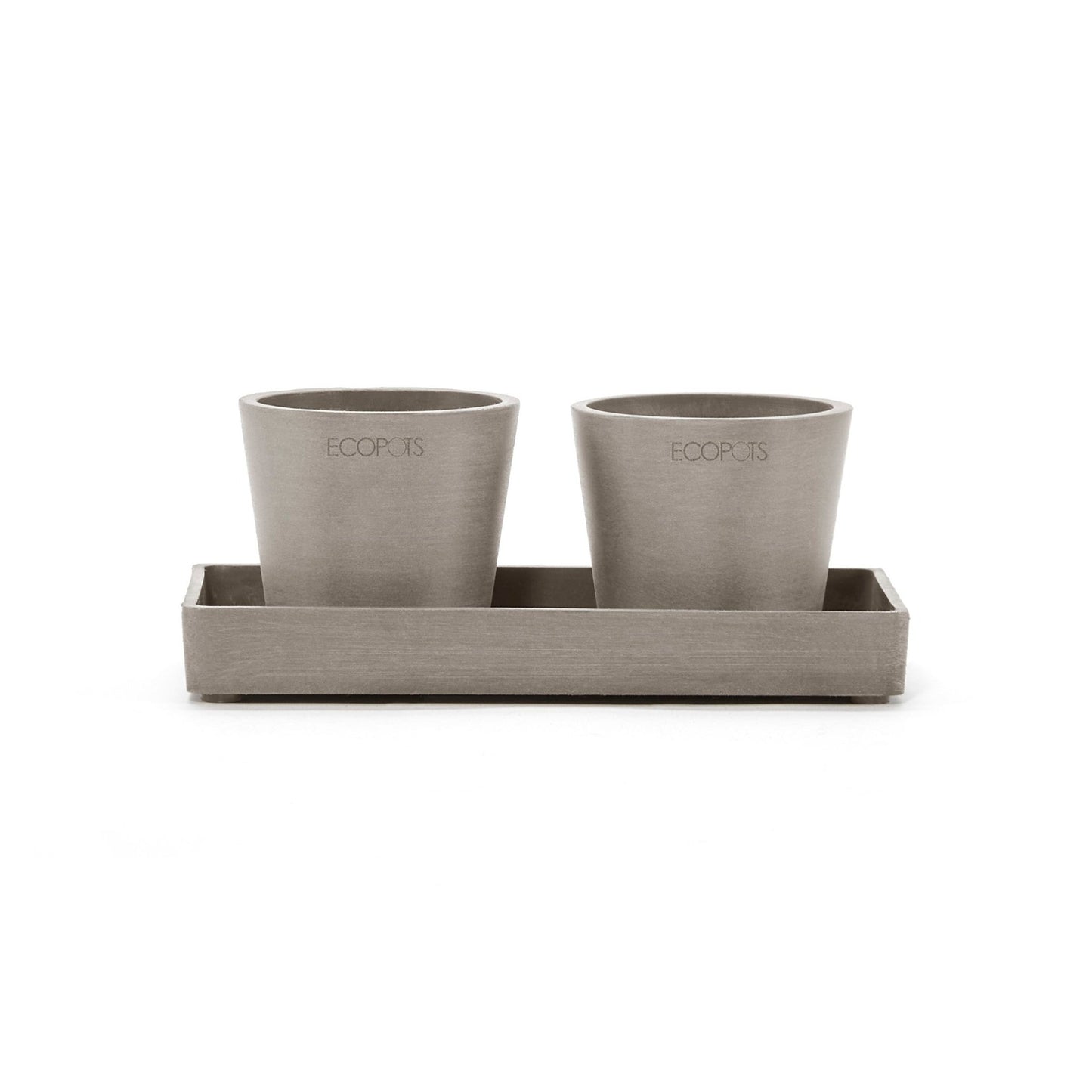 Kukkaruukku - Ecopots - Kukkaruukku esillepanotarjotin 20cm taupe - Ecopots - Uuden aikakauden kukkaruukku kierrätysmateriaalista