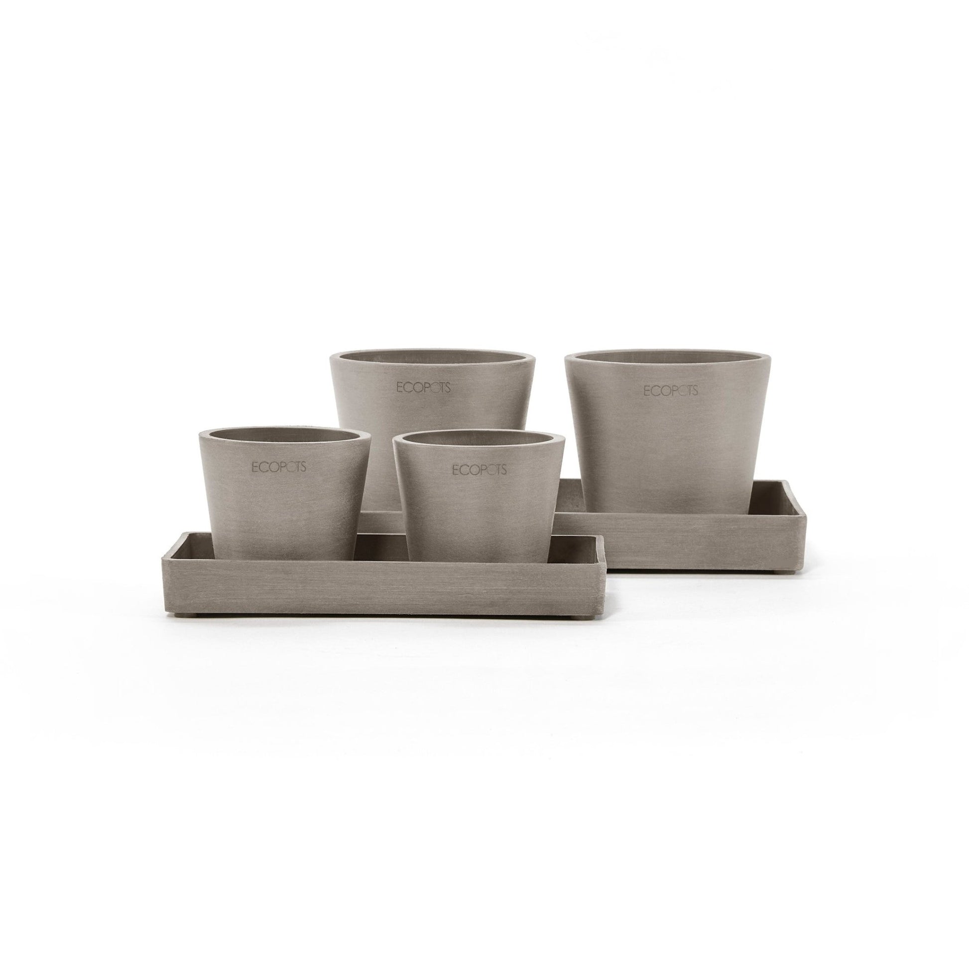 Kukkaruukku - Ecopots - Kukkaruukku esillepanotarjotin 20cm taupe - Ecopots - Uuden aikakauden kukkaruukku kierrätysmateriaalista