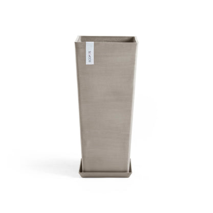 Kukkaruukku Rotterdam korkea 70cm taupe – aluslautasen kanssa