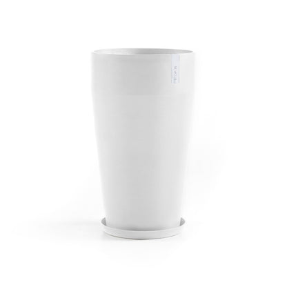 Kukkaruukku Sankara korkea 75cm valkoinen – aluslautasen kanssa
