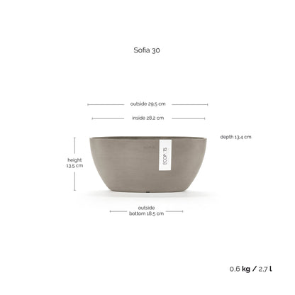 Kukkaruukku - Ecopots - Kukkaruukku Sofia 30cm taupe - Ecopots - Uuden aikakauden kukkaruukku kierrätysmateriaalista