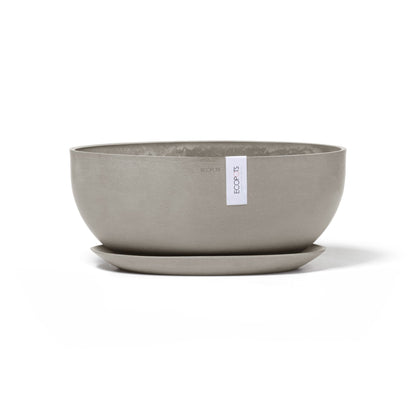 Kukkaruukku Sofia 43cm taupe – aluslautasen kanssa