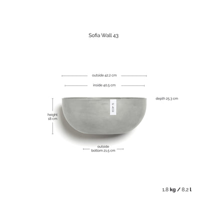 Kukkaruukku - Ecopots - Kukkaruukku Sofia seinälle 43cm valkoharmaa - Ecopots - Uuden aikakauden kukkaruukku kierrätysmateriaalista