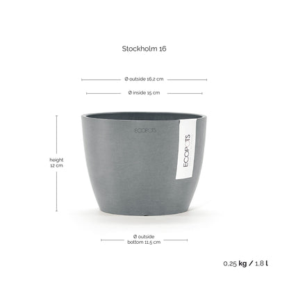 Kukkaruukku - Ecopots - Kukkaruukku Tukholma 16cm siniharmaa - Ecopots - Uuden aikakauden kukkaruukku kierrätysmateriaalista
