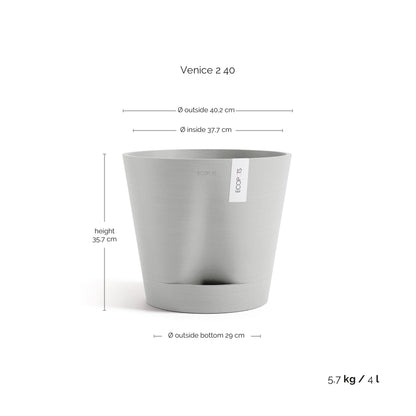 Kukkaruukku - Ecopots - Kukkaruukku Venetsia 2.0 40cm valkoharmaa - Ecopots - Uuden aikakauden kukkaruukku kierrätysmateriaalista