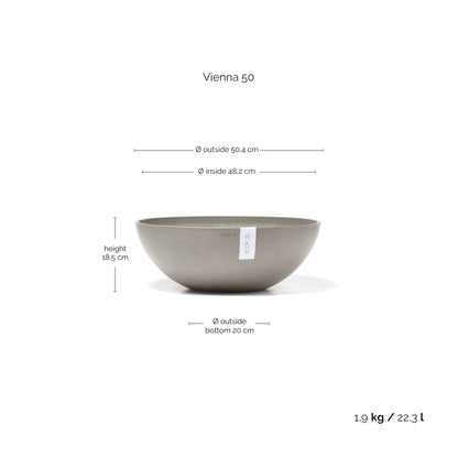 Kukkaruukku - Ecopots - Kukkaruukku Vienna 50cm taupe - Ecopots - Uuden aikakauden kukkaruukku kierrätysmateriaalista