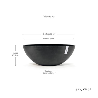 Kukkaruukku - Ecopots - Kukkaruukku Vienna 70cm tummanharmaa - Ecopots - Uuden aikakauden kukkaruukku kierrätysmateriaalista