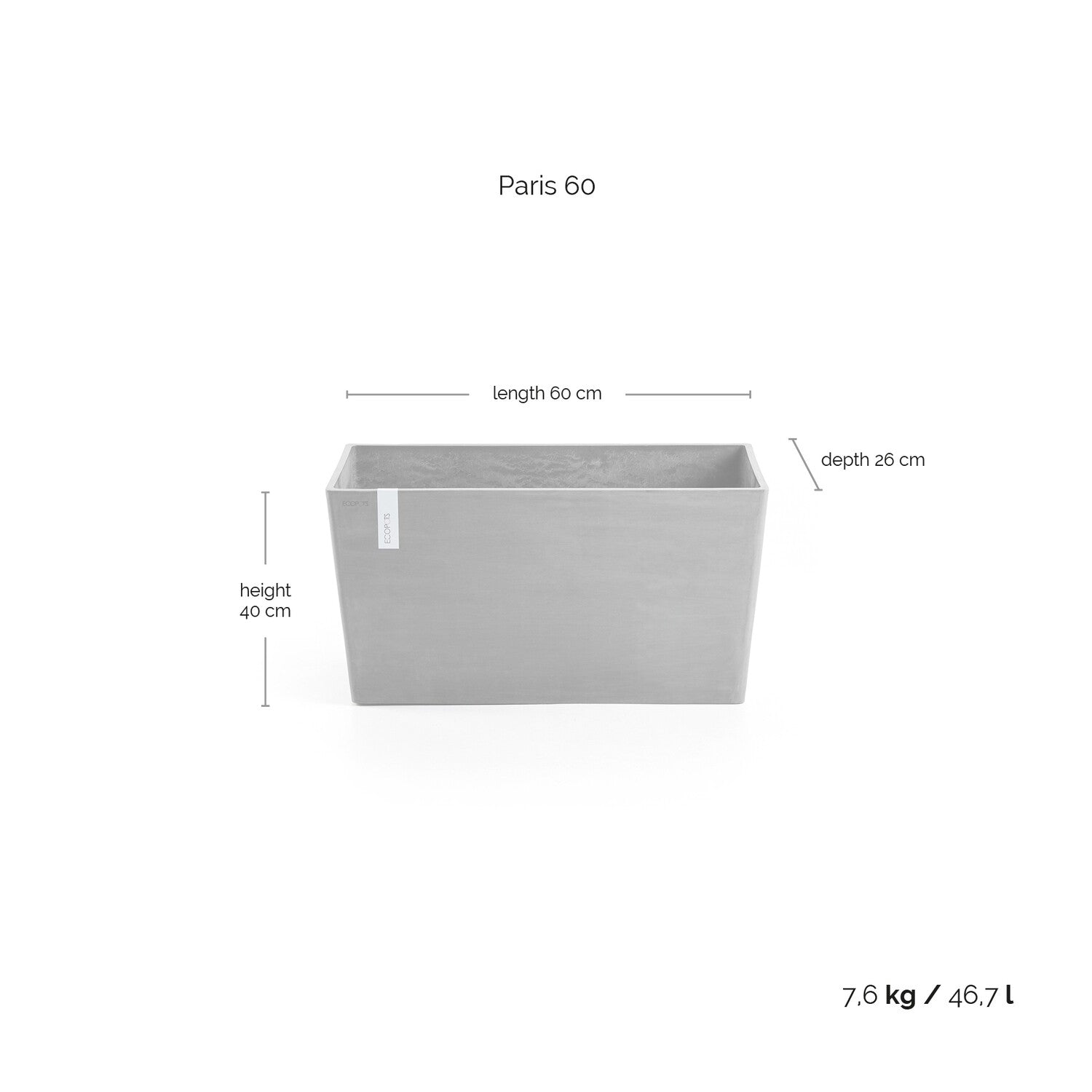 Kukkaruukku - Ecopots - Pariisi 60cm siniharmaa - Ecopotskauppa - Uuden aikakauden kukkaruukku