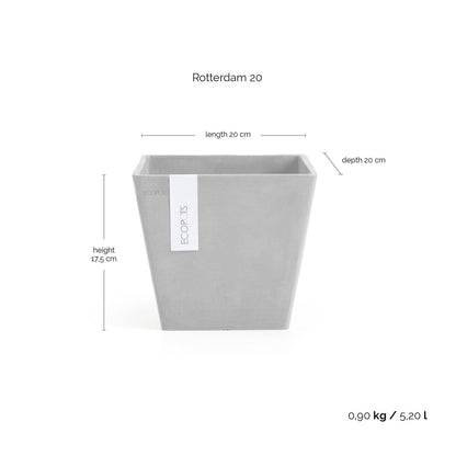 Kukkaruukku Rotterdam 20cm siniharmaa – mittapiirros