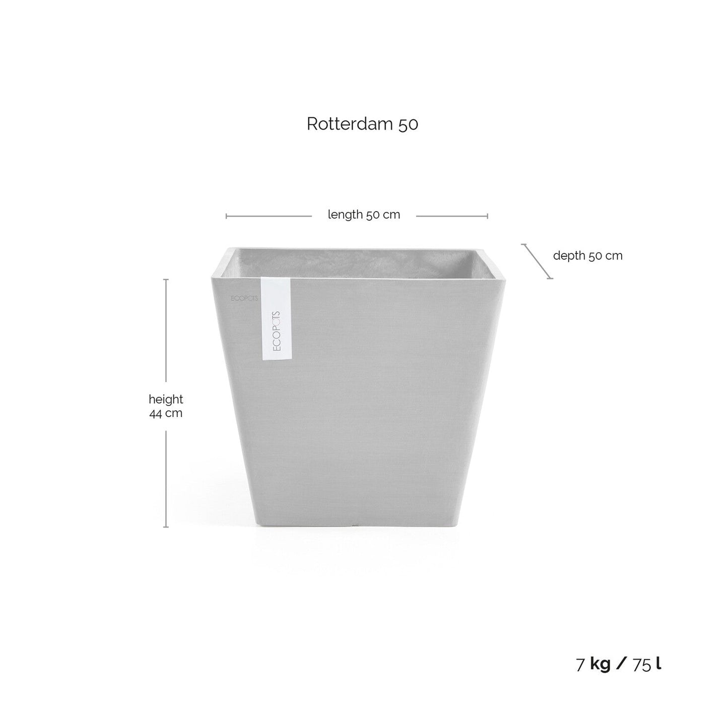 Kukkaruukku - Ecopots - Rotterdam 50cm siniharmaa - Ecopotskauppa - Uuden aikakauden kukkaruukku