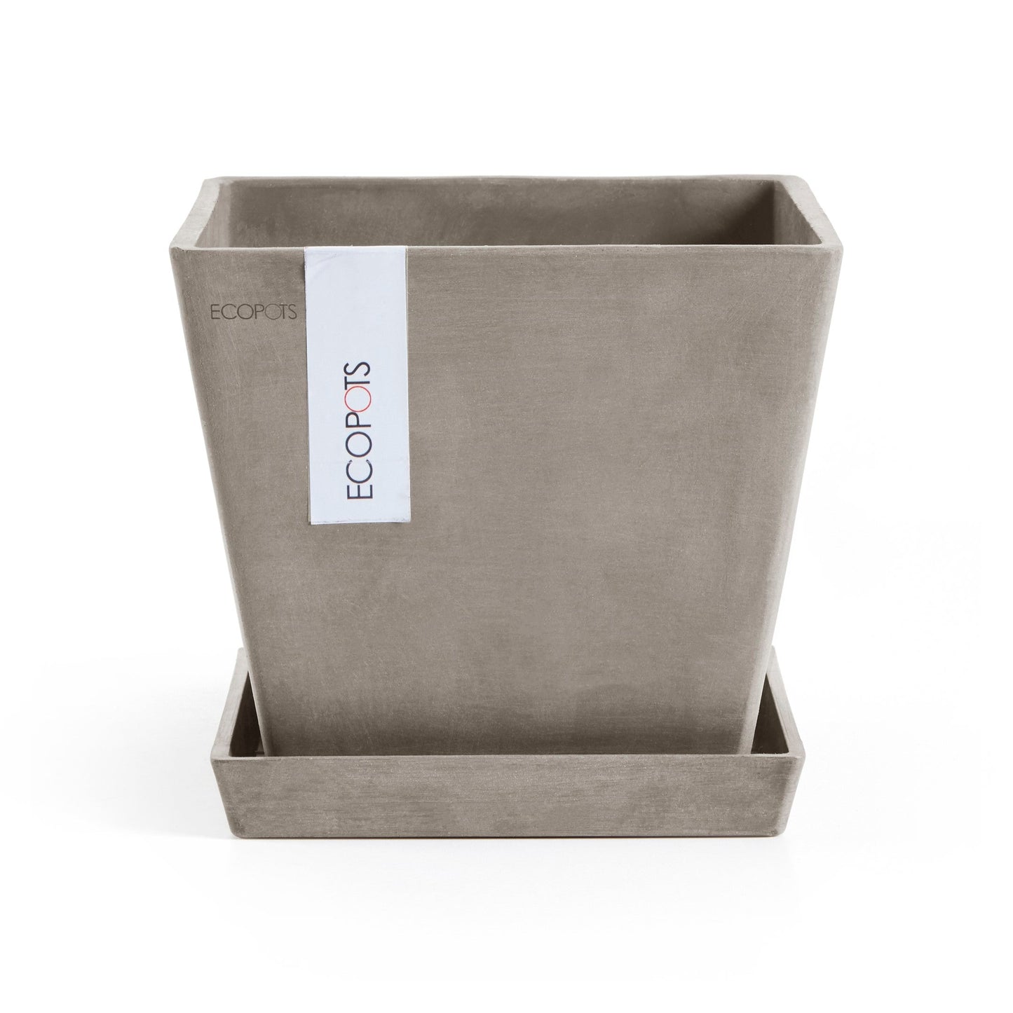 Kukkaruukku - Ecopots - Rotterdam aluslautanen 20cm taupe - Ecopotskauppa - Uuden aikakauden kukkaruukku