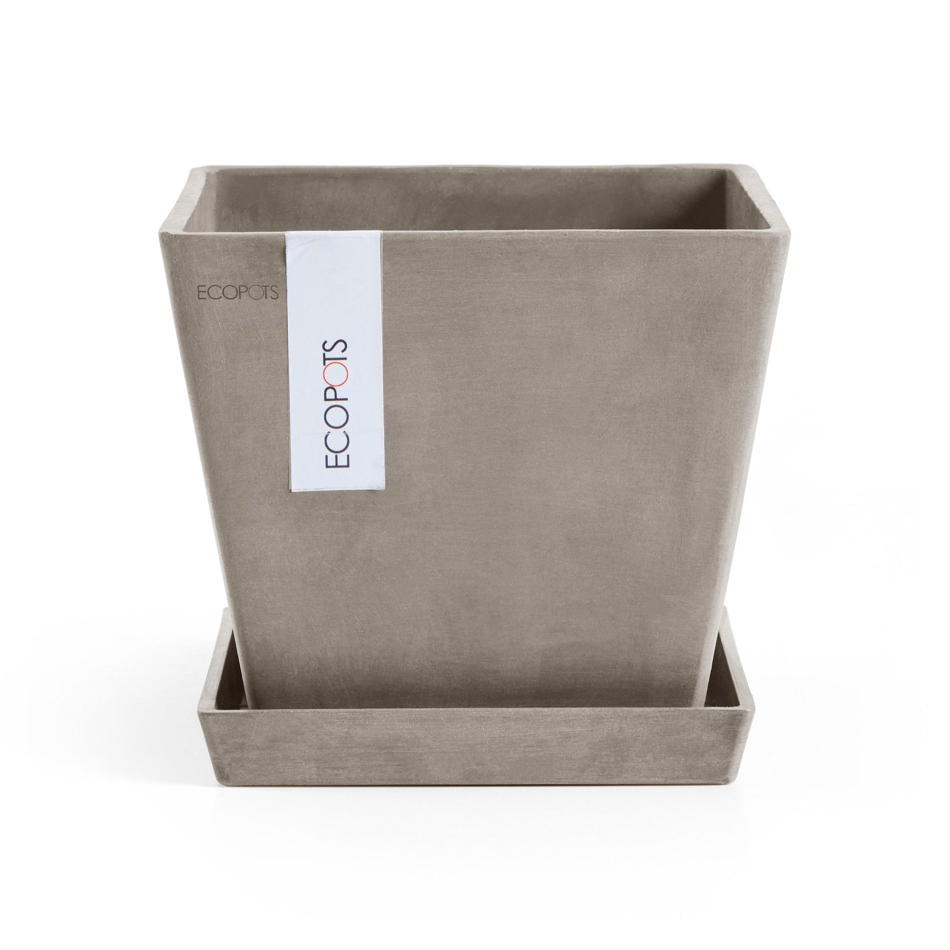 Kukkaruukku - Ecopots - Rotterdam aluslautanen 20cm taupe - Ecopotskauppa - Uuden aikakauden kukkaruukku