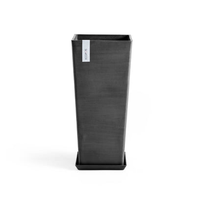 Kukkaruukku - Ecopots - Rotterdam aluslautanen 30cm tummanharmaa - Ecopotskauppa - Uuden aikakauden kukkaruukku