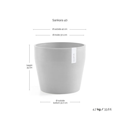 Kukkaruukku Sankara 40cm taupe – mittapiirros