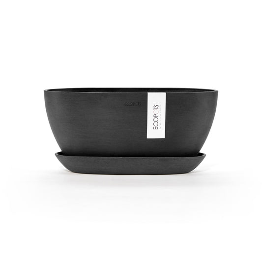 Kukkaruukku - Ecopots - Sofia 30cm tummanharmaa & aluslautanen - Ecopotskauppa - Uuden aikakauden kukkaruukku