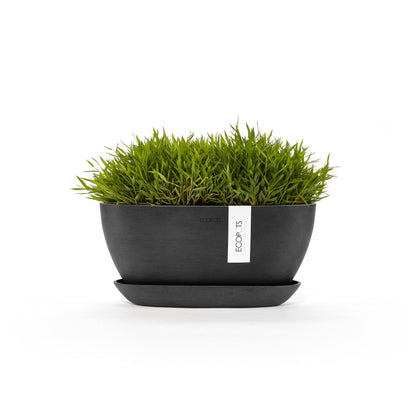 Kukkaruukku - Ecopots - Sofia 30cm tummanharmaa & aluslautanen - Ecopotskauppa - Uuden aikakauden kukkaruukku