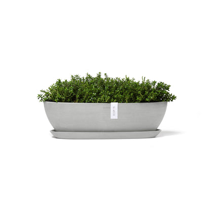 Kukkaruukku - Ecopots - Sofia pitkä 56cm valkoharmaa - Ecopotskauppa - Uuden aikakauden kukkaruukku