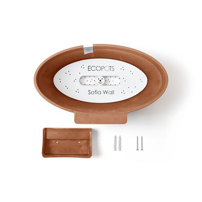 Kukkaruukku Sofia seinälle 43cm terracotta – sisältä